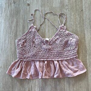 Womens Aeropostale Lilac Crochet Tank Top - XL
